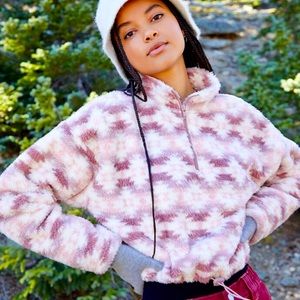 LA hearts cabin sherpa half zip